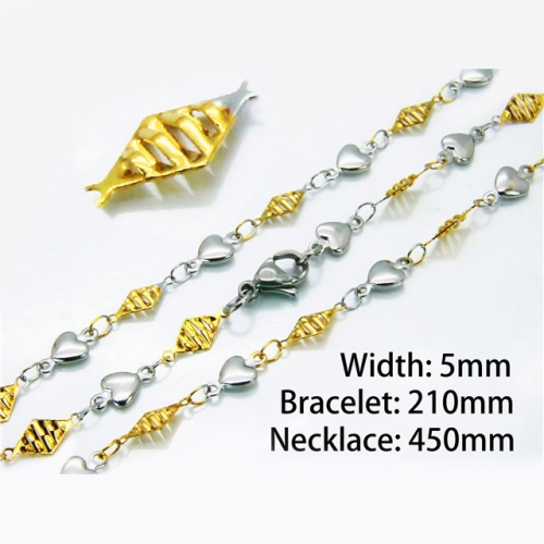Wholesale Stainless Steel 316L Necklace & Bracelet Set NO.#BC39S0664ML