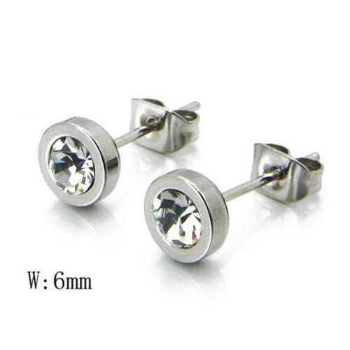 Wholesale Stainless Steel 316L Crystal / Zircon Ear Studs NO.#BC06E1391J0