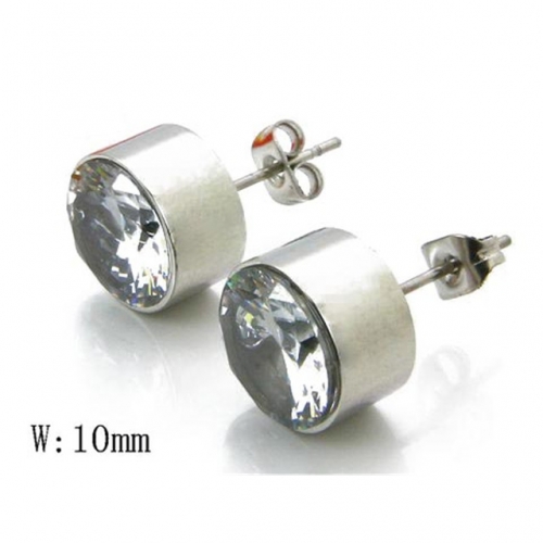 Wholesale Stainless Steel 316L Crystal / Zircon Ear Studs NO.#BC06E1389M0