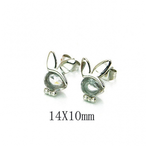 Wholesale Stainless Steel 316L Crystal / Zircon Ear Studs NO.#BC64E0092NB