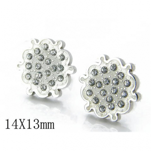 Wholesale Stainless Steel 316L Crystal / Zircon Ear Studs NO.#BC06E1359N0