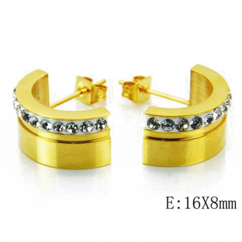 Wholesale Stainless Steel 316L Crystal / Zircon Ear Studs NO.#BC06E1621N0