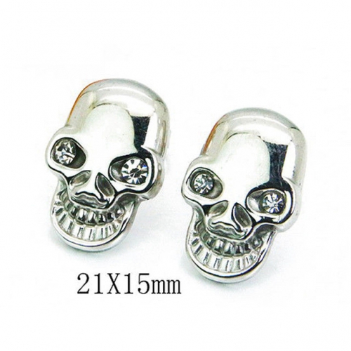 Wholesale Stainless Steel 316L Skull Ear Studs NO.#BC64E0328MZ