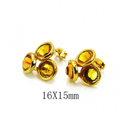 Wholesale Stainless Steel 316L Crystal / Zircon Ear Studs NO.#BC64E0090HDD