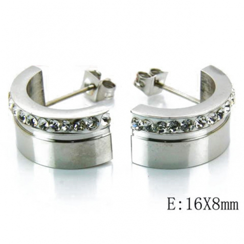 Wholesale Stainless Steel 316L Crystal / Zircon Ear Studs NO.#BC06E1622M0