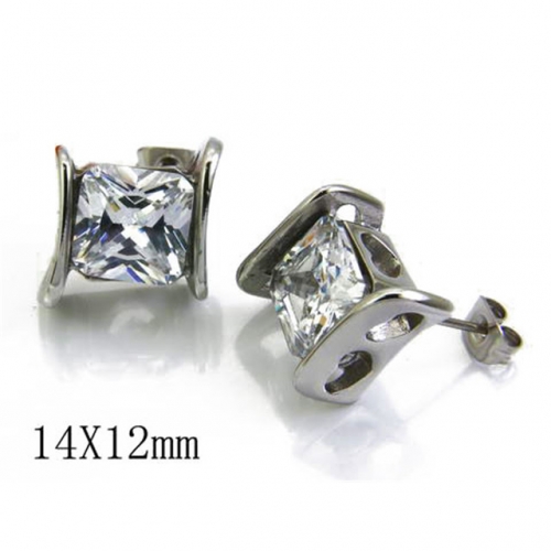 Wholesale Stainless Steel 316L Crystal / Zircon Ear Studs NO.#BC06E1589H00