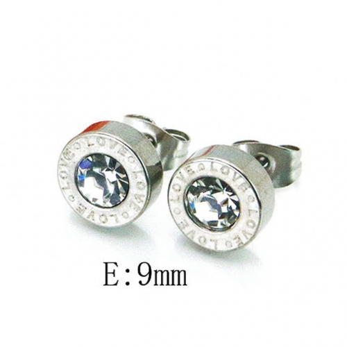 Wholesale Stainless Steel 316L Crystal / Zircon Ear Studs NO.#BC25E0676LX