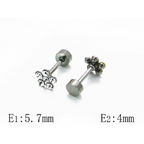 Wholesale Stainless Steel 316L Crystal / Zircon Ear Studs NO.#BC25E0497JV