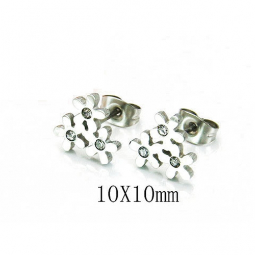 Wholesale Stainless Steel 316L Crystal / Zircon Ear Studs NO.#BC25E0570JC