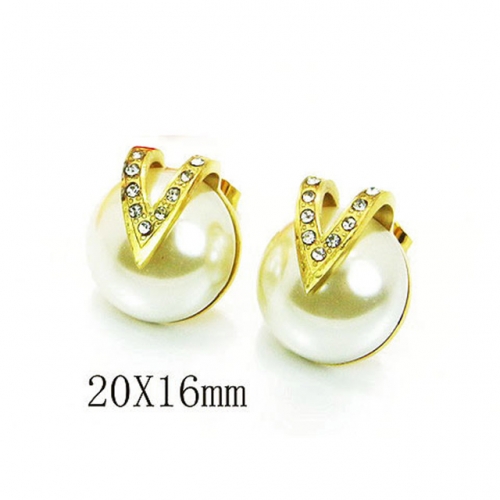 Wholesale Stainless Steel 316L And Pearl Earrings NO.#BC64E0141OW