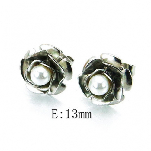 Wholesale Stainless Steel 316L And Pearl Earrings NO.#BC25E0675JL