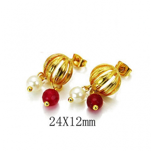 Wholesale Stainless Steel 316L And Pearl Earrings NO.#BC64E0104HWW