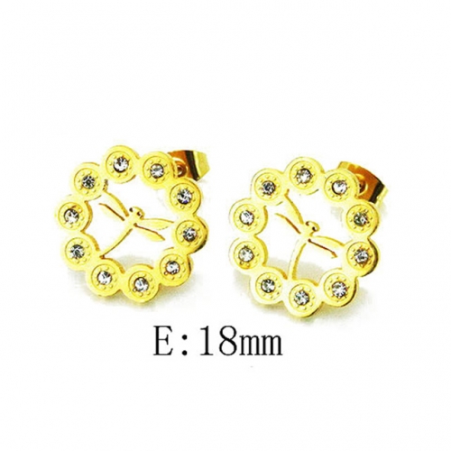 Wholesale Stainless Steel 316L Crystal / Zircon Ear Studs NO.#BC12E0103JL