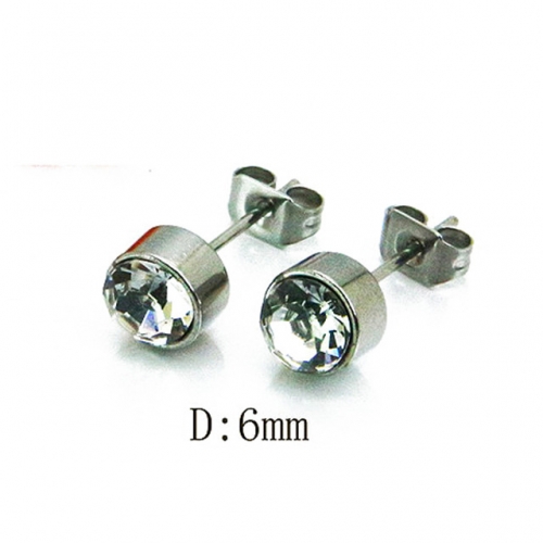 Wholesale Stainless Steel 316L Crystal / Zircon Ear Studs NO.#BC81E0125HL