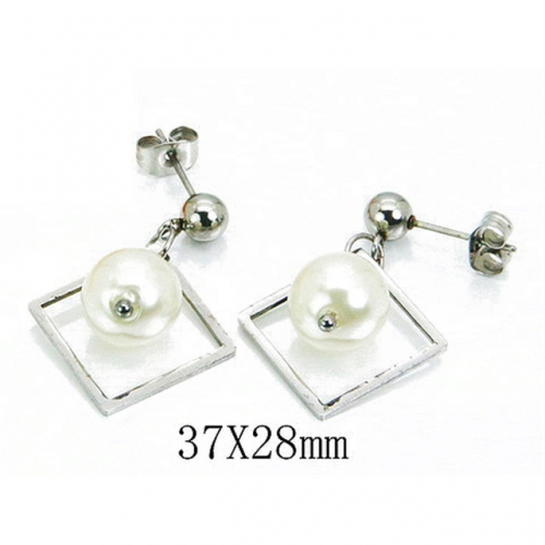 Wholesale Stainless Steel 316L And Pearl Earrings NO.#BC64E0312OW