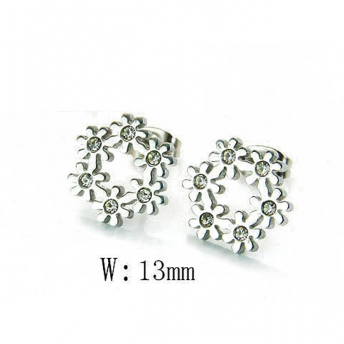 Wholesale Stainless Steel 316L Crystal / Zircon Ear Studs NO.#BC25E0574KX