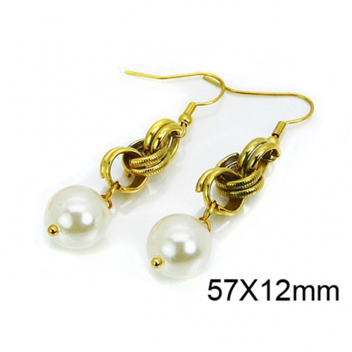 Wholesale Stainless Steel 316L And Pearl Earrings NO.#BC64E0266HHS