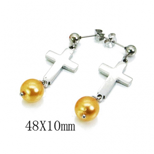Wholesale Stainless Steel 316L And Pearl Earrings NO.#BC64E0295OW
