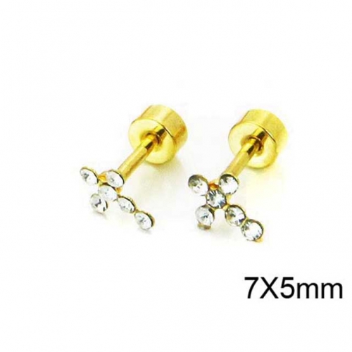 Wholesale Stainless Steel 316L Crystal / Zircon Ear Studs NO.#BC67E0158J5