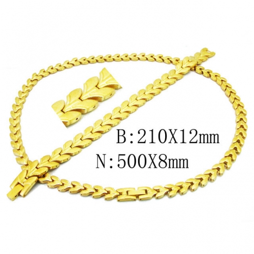 Wholesale Stainless Steel 316L Necklace & Bracelet Set NO.#BC36S0010NPE