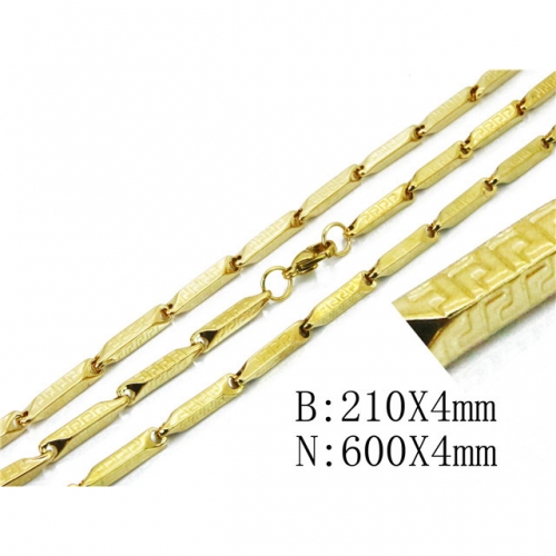 Wholesale Stainless Steel 316L Necklace & Bracelet Set NO.#BC55S0594IIW