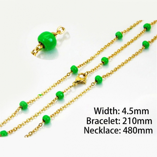 Wholesale Stainless Steel 316L Necklace & Bracelet Set NO.#BC70S0088OLR