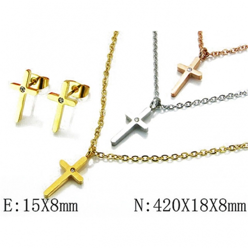 Wholesale Stainless Steel 316L Jewelry Three Color Sets NO.#BC21S0112HJG