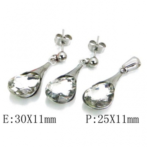 Wholesale Stainless Steel 316L Jewelry Crystal Stone Sets NO.#BC25S0687PL