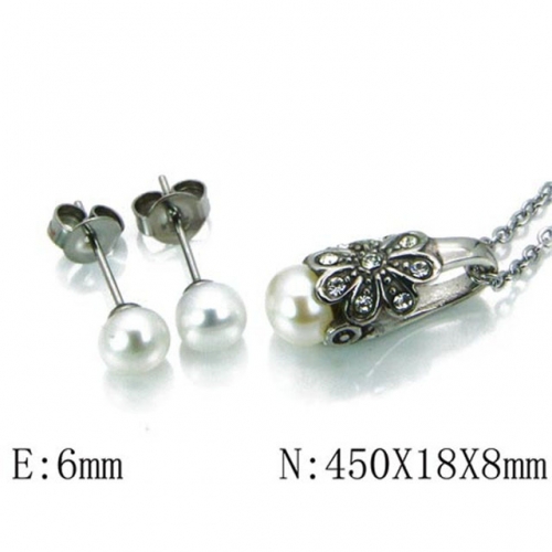 Wholesale Stainless Steel 316L Jewelry Pearl Sets NO.#BC30S0213HIW