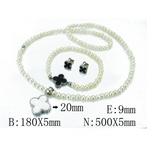 Wholesale Stainless Steel 316L Jewelry Pearl Sets NO.#BC64S1073IOD