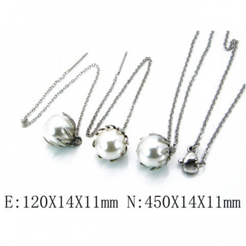 Wholesale Stainless Steel 316L Jewelry Pearl Sets NO.#BC06S0825OZ