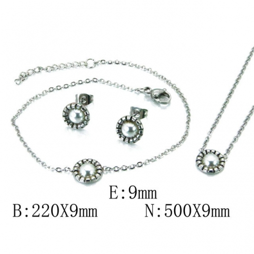 Wholesale Stainless Steel 316L Jewelry Pearl Sets NO.#BC59S1386OU