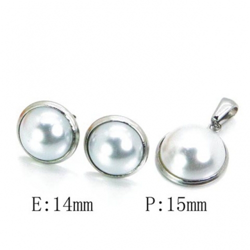 Wholesale Stainless Steel 316L Jewelry Pearl Sets NO.#BC25S0685NS