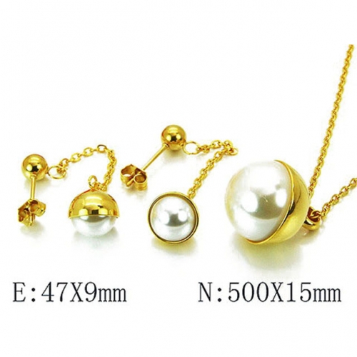 Wholesale Stainless Steel 316L Jewelry Pearl Sets NO.#BC06S1004HLZ