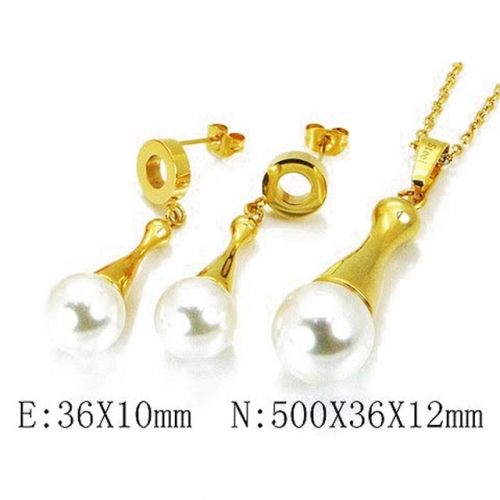 Wholesale Stainless Steel 316L Jewelry Pearl Sets NO.#BC06S1061HLD