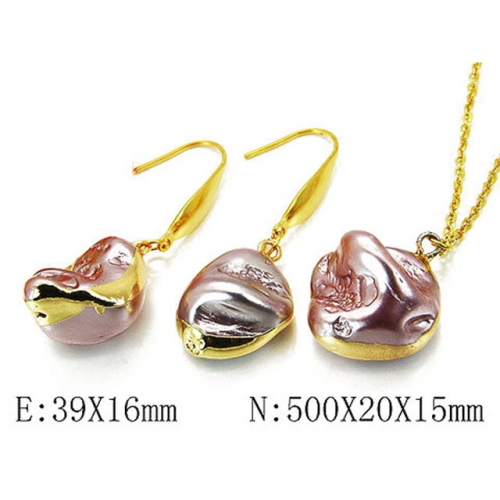 Wholesale Stainless Steel 316L Jewelry Pearl Sets NO.#BC06S1052HLR
