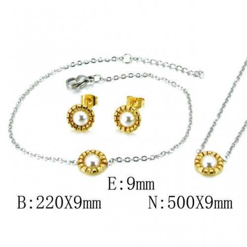Wholesale Stainless Steel 316L Jewelry Pearl Sets NO.#BC59S1387OL