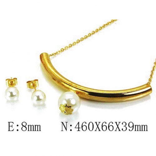 Wholesale Stainless Steel 316L Jewelry Pearl Sets NO.#BC64S0969HJA