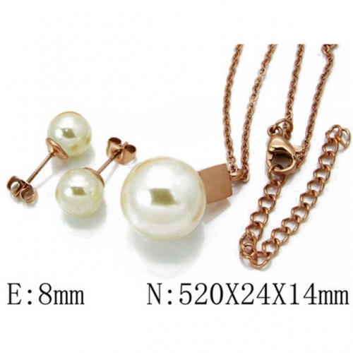 Wholesale Stainless Steel 316L Jewelry Pearl Sets NO.#BC06S0762H50