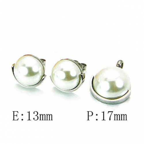 Wholesale Stainless Steel 316L Jewelry Pearl Sets NO.#BC64S0741HKX