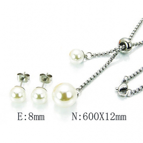 Wholesale Stainless Steel 316L Jewelry Pearl Sets NO.#BC59S2405OU