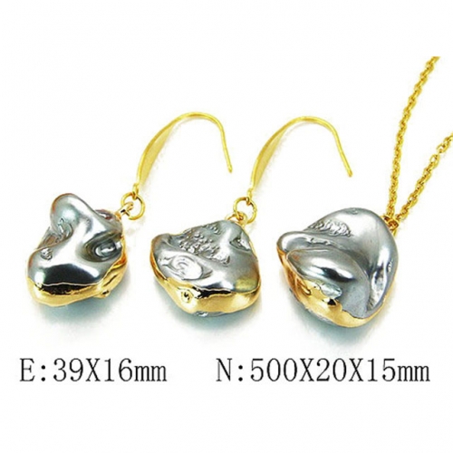 Wholesale Stainless Steel 316L Jewelry Pearl Sets NO.#BC06S1051HLY