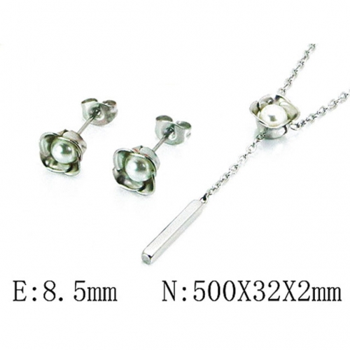 Wholesale Stainless Steel 316L Jewelry Pearl Sets NO.#BC59S1332NE