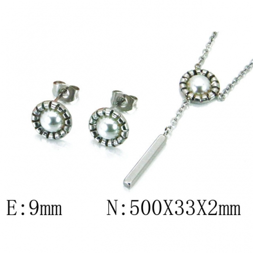 Wholesale Stainless Steel 316L Jewelry Pearl Sets NO.#BC59S1489NE