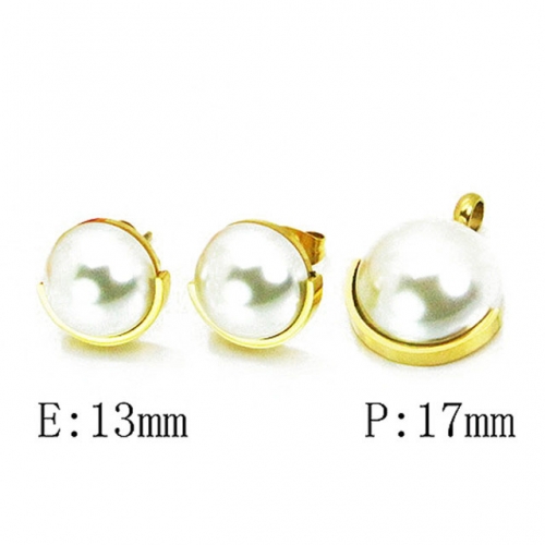 Wholesale Stainless Steel 316L Jewelry Pearl Sets NO.#BC64S1014HJW