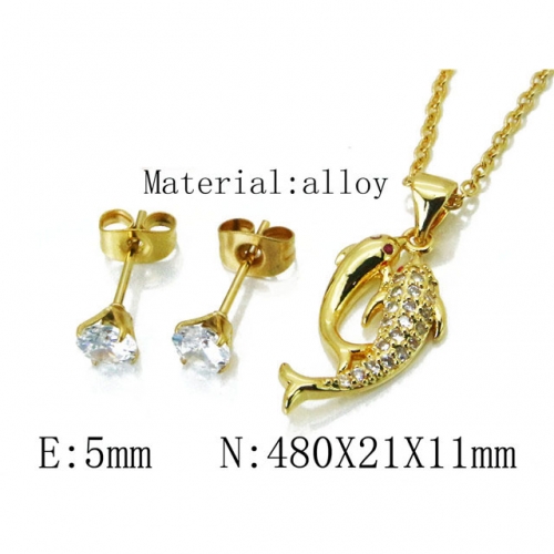 Wholesale Fashion Copper Alloy Jewelry Necklace & Earrings Set NO.#BC54S0491N5