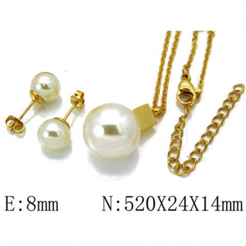 Wholesale Stainless Steel 316L Jewelry Pearl Sets NO.#BC06S0761H40