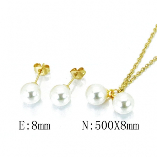 Wholesale Stainless Steel 316L Jewelry Pearl Sets NO.#BC59S1404LL
