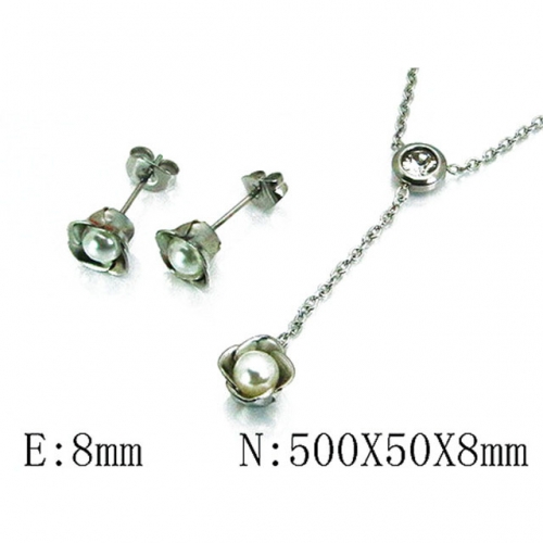 Wholesale Stainless Steel 316L Jewelry Pearl Sets NO.#BC59S2877NE