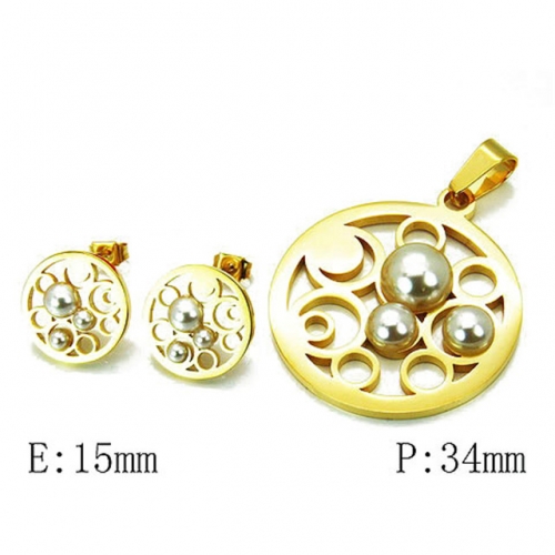 Wholesale Stainless Steel 316L Jewelry Pearl Sets NO.#BC06S1030HLF